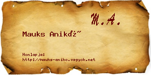 Mauks Anikó névjegykártya